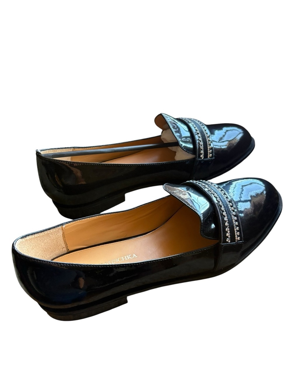 Badgley Mischka Sonoma Loafers Black Patent Leather Rhinestone Size 10 NIB